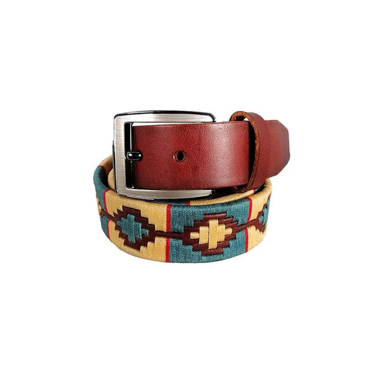 Cinturón de cuero con tejido artesanal Unisex