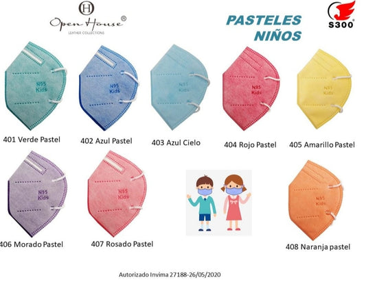 RESPIRADOR 4195 NIÑOS COLORES PASTEL CAJA X 30 UNID