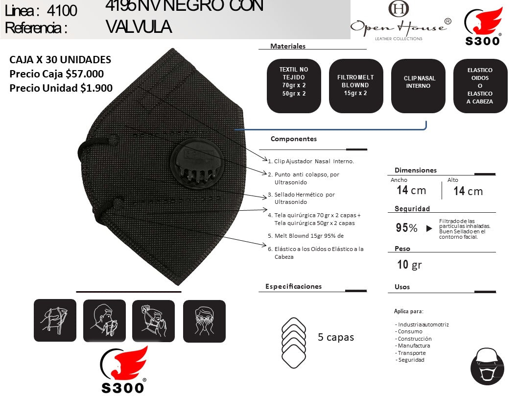 RESPIRADOR CONTRA PARTÍCULAS 4195V CON VÁLVULA - CAJA X 25