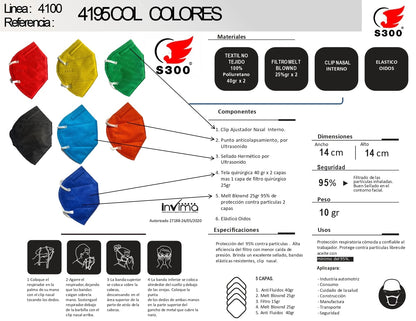 RESPIRADOR  4195  COLORES SUAVES CAJA X 30 UNIDADES