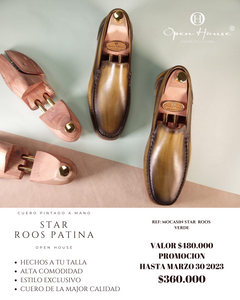 Mocasines Star Roos Verde Patina Leather Collections