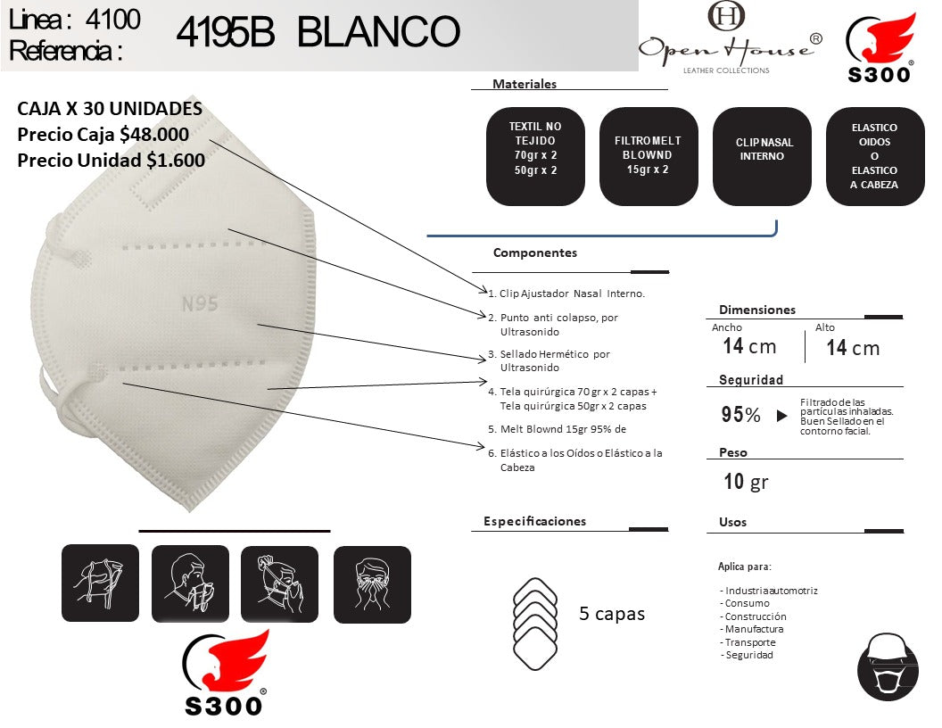 RESPIRADOR CONTRA PARTÍCULAS 4195 - CAJA X 30