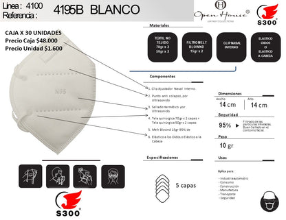 RESPIRADOR CONTRA PARTÍCULAS 4195 - CAJA X 30