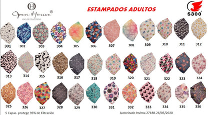 RESPIRADOR 4195 ADULTOS ESTAMPADOS CAJA X 30 UNIDADES ELÁSTICO A LAS OREJAS.