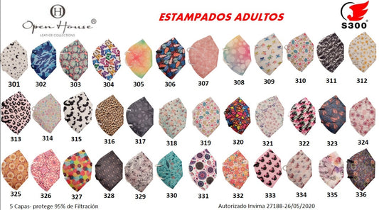 RESPIRADOR 4195 ADULTOS ESTAMPADOS CAJA X 30 UNIDADES ELÁSTICO A LAS OREJAS.