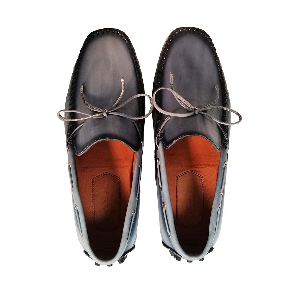 Mocasines Poseidón Azul Patina Colecciones de cuero