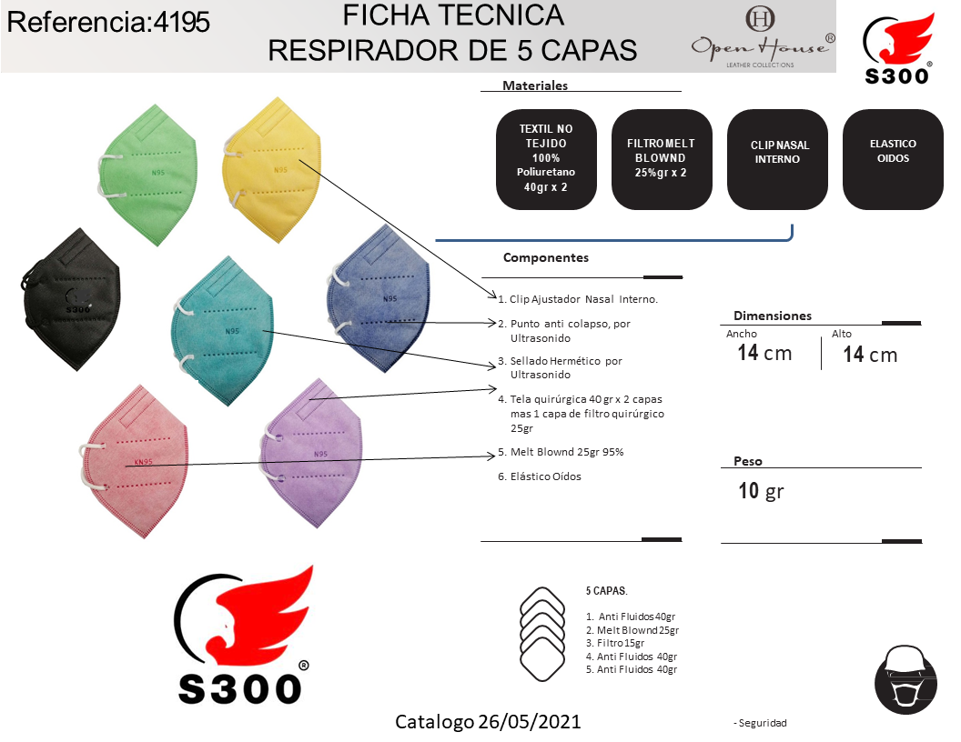 RESPIRADOR 4195 ADULTOS ESTAMPADOS CAJA X 30 UNIDADES ELÁSTICO A LAS OREJAS.